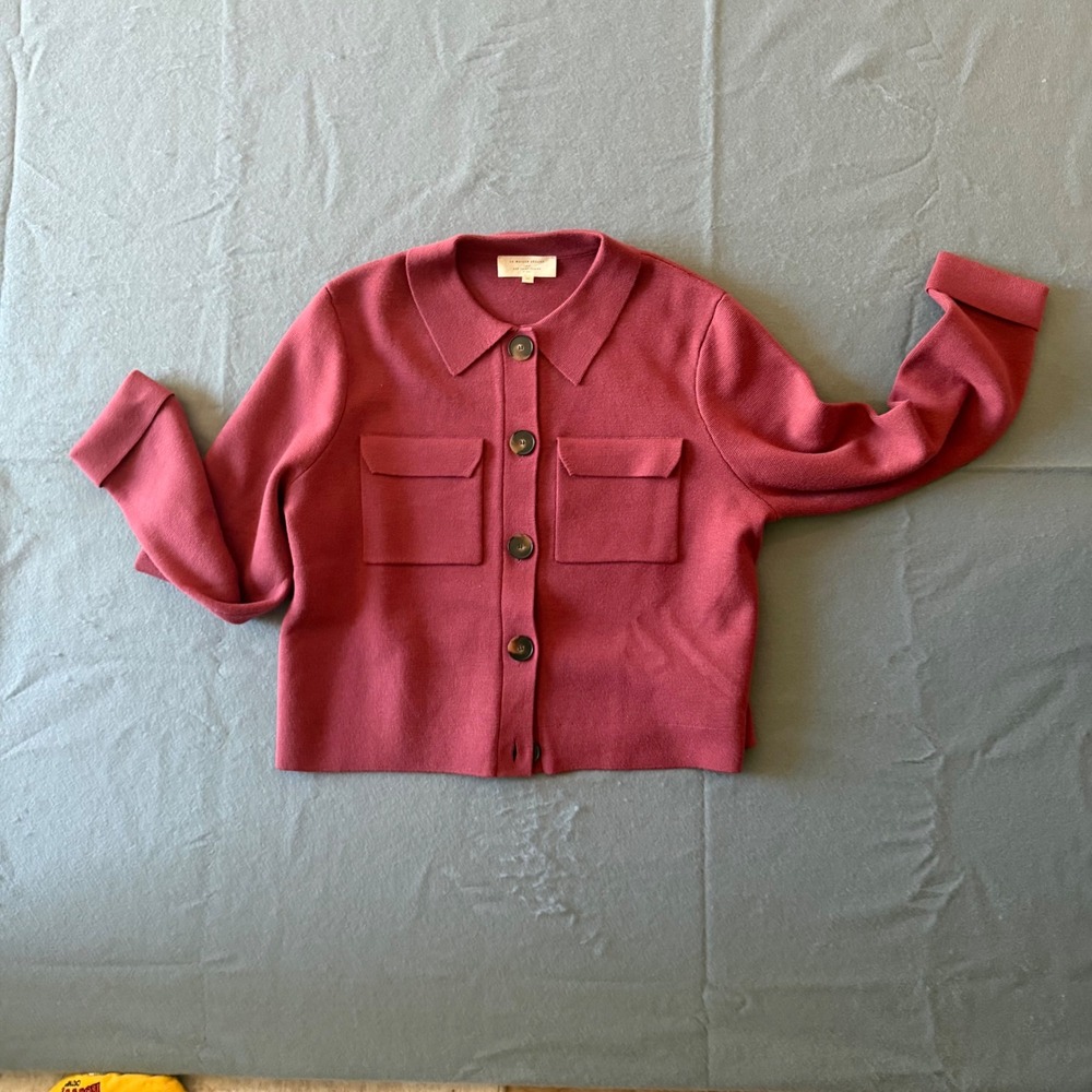 Sezane Betty Merino Wool Knit Cardigan Rose Pink Women M NO FLAWS EUC. Worn once